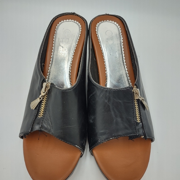 D.F Size 40 Black Leather Mule Shoes - Picture 4 of 15